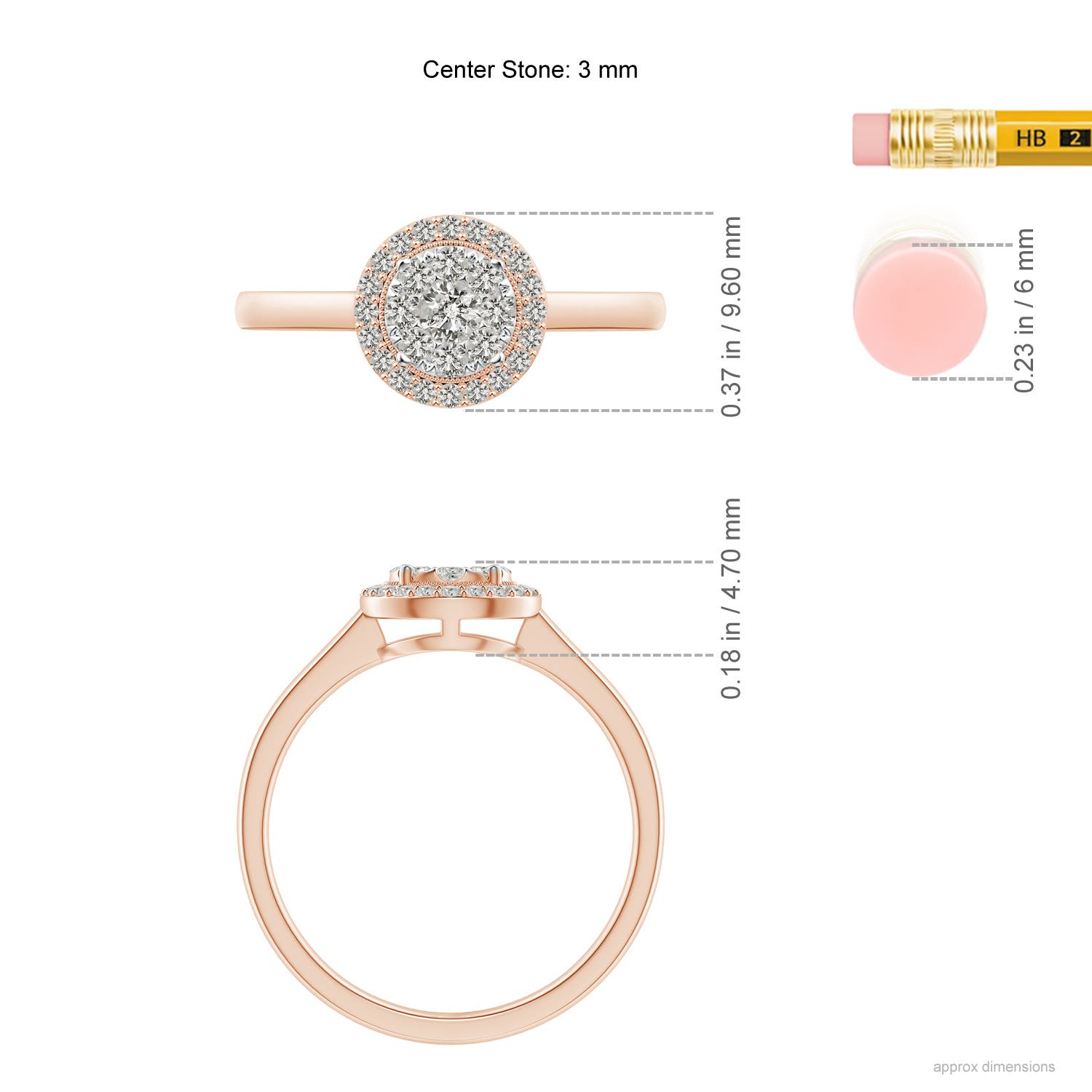 K, I3 / 0.37 CT / 14 KT Rose Gold