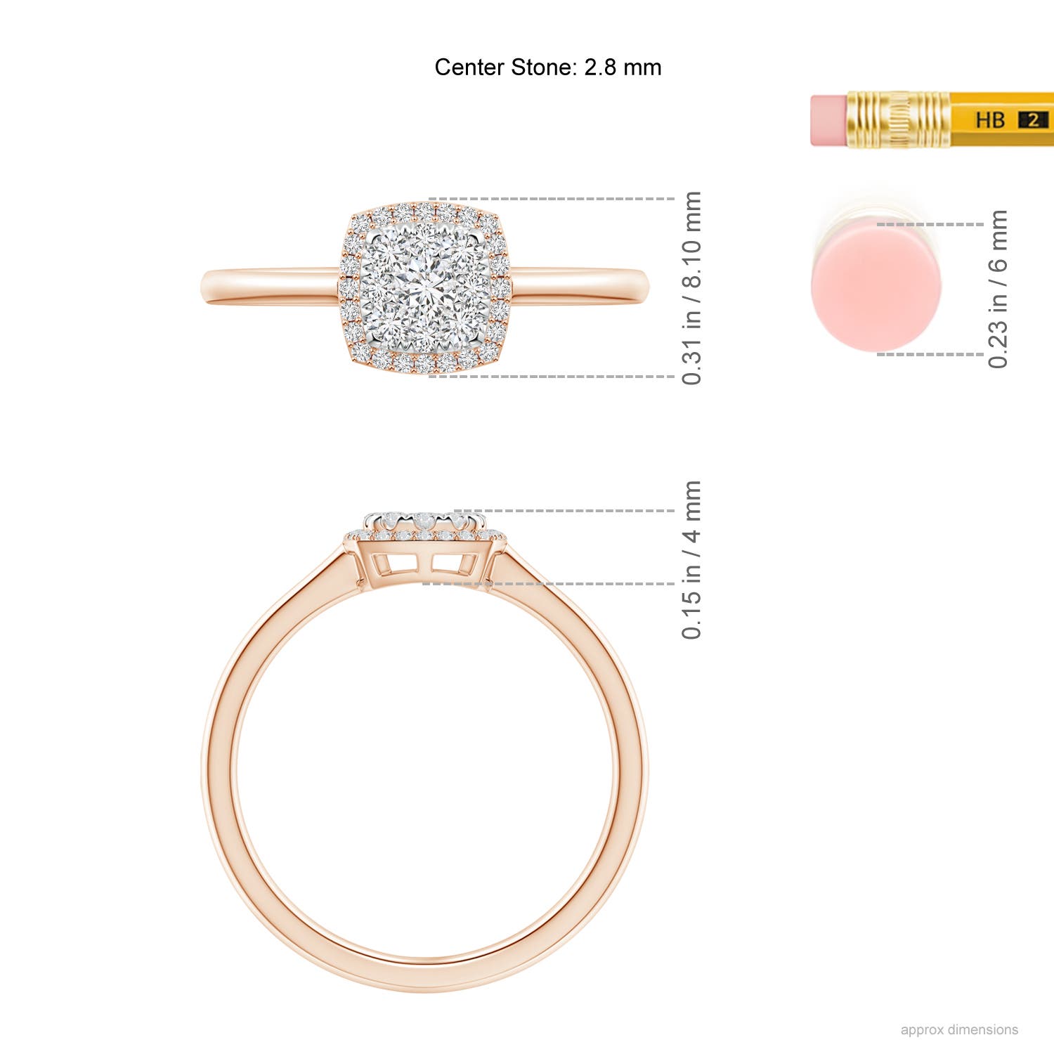 H, SI2 / 0.37 CT / 14 KT Rose Gold