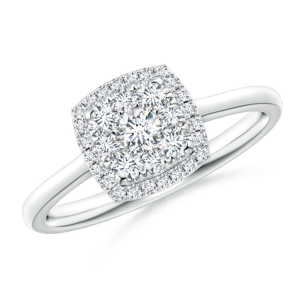 3.3mm GVS2 Cushion Composite Diamond Halo Ring in White Gold