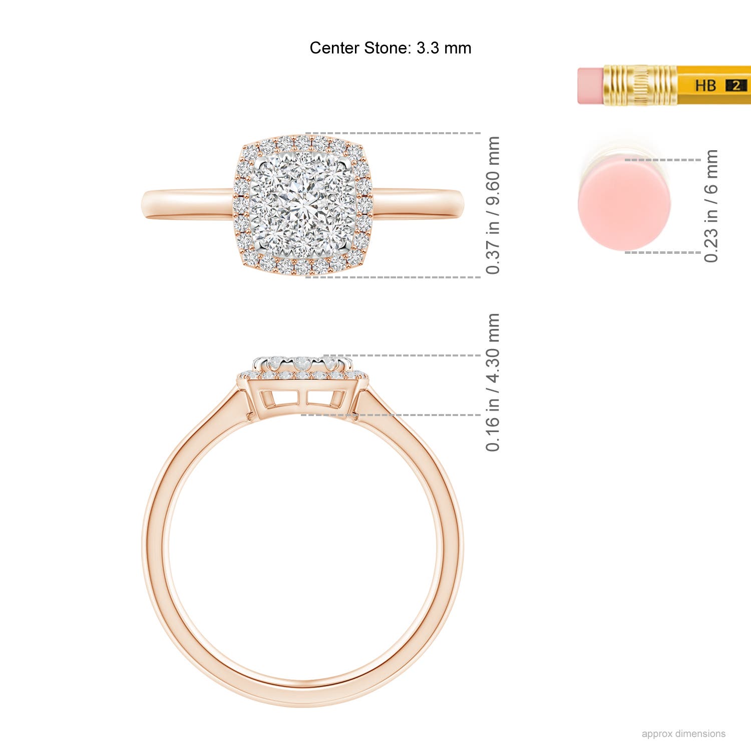 H, SI2 / 0.59 CT / 14 KT Rose Gold