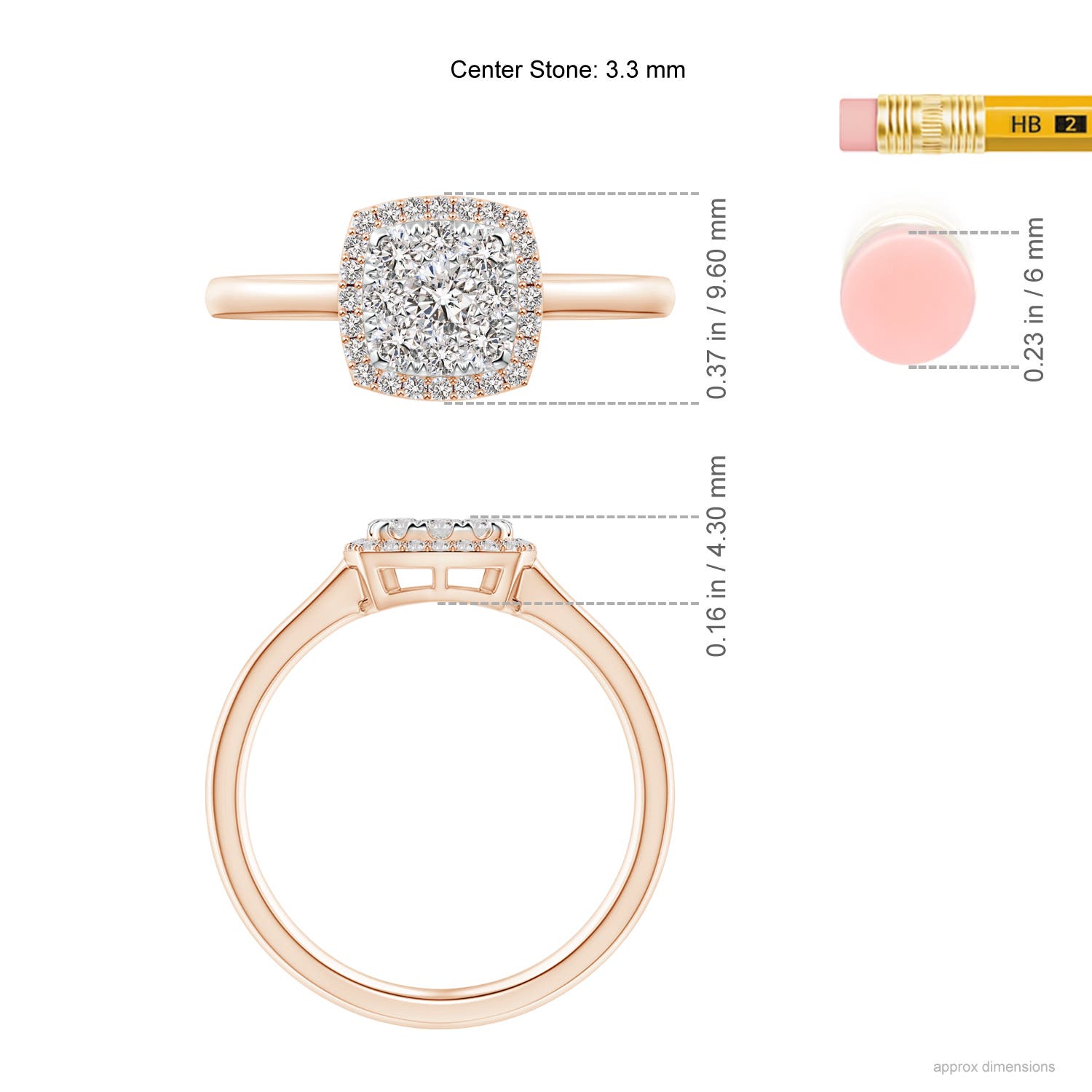 I-J, I1-I2 / 0.59 CT / 14 KT Rose Gold