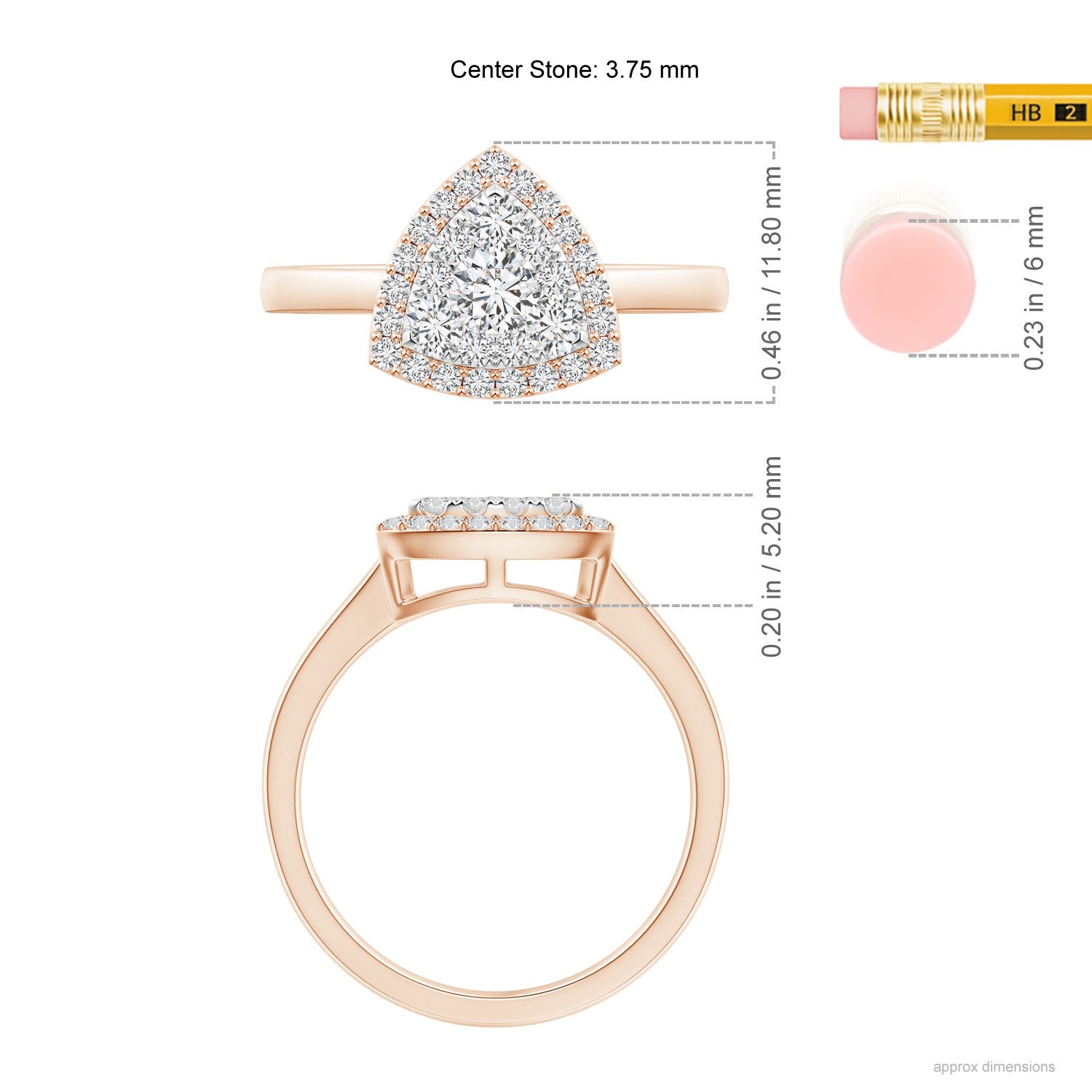 H, SI2 / 0.74 CT / 14 KT Rose Gold