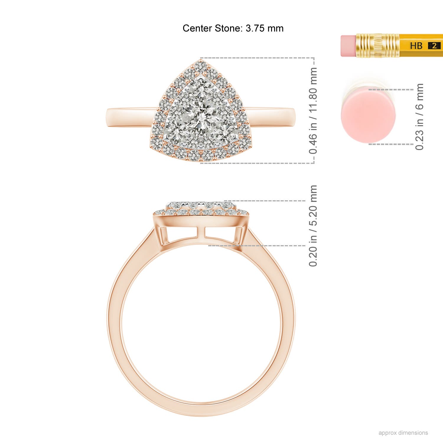 K, I3 / 0.74 CT / 14 KT Rose Gold