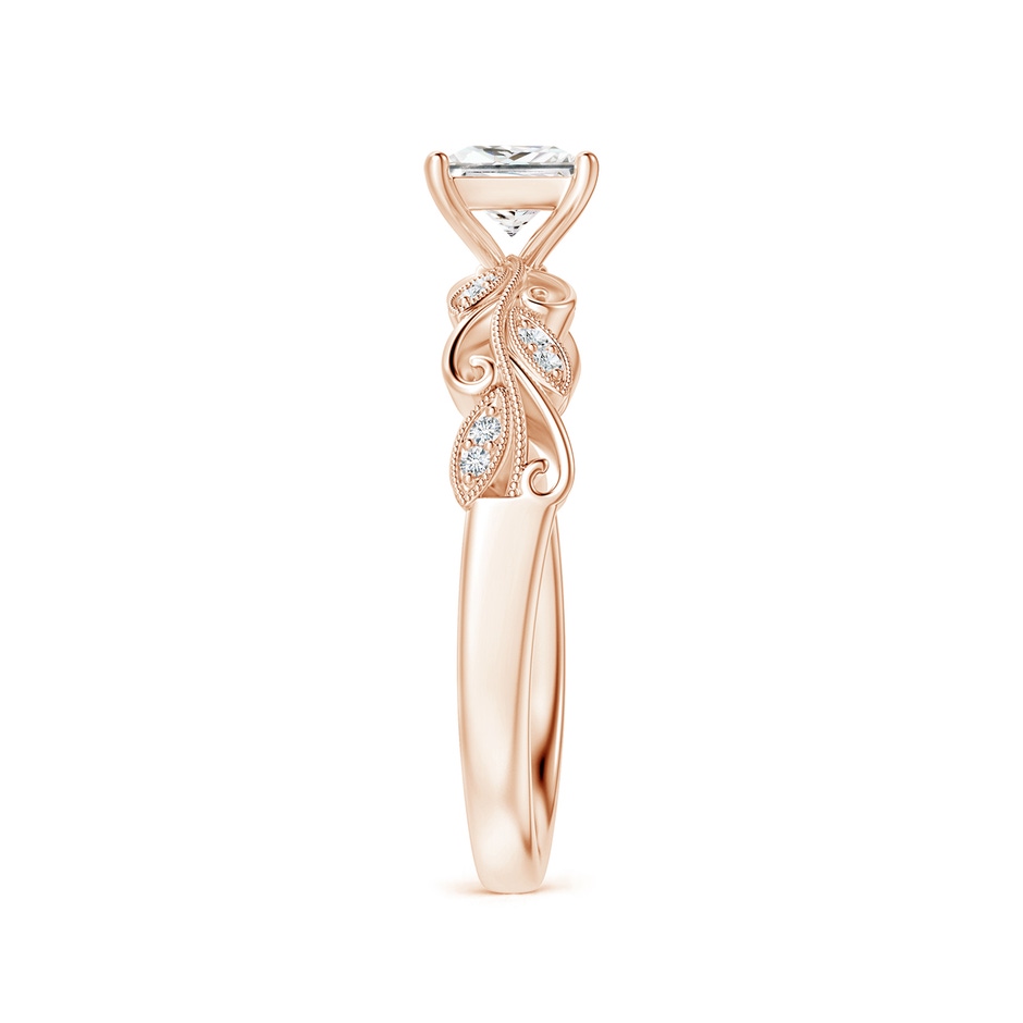 4.7mm GVS2 Vintage Inspired Princess-Cut Diamond Ring with Scrollwork in Rose Gold side-2