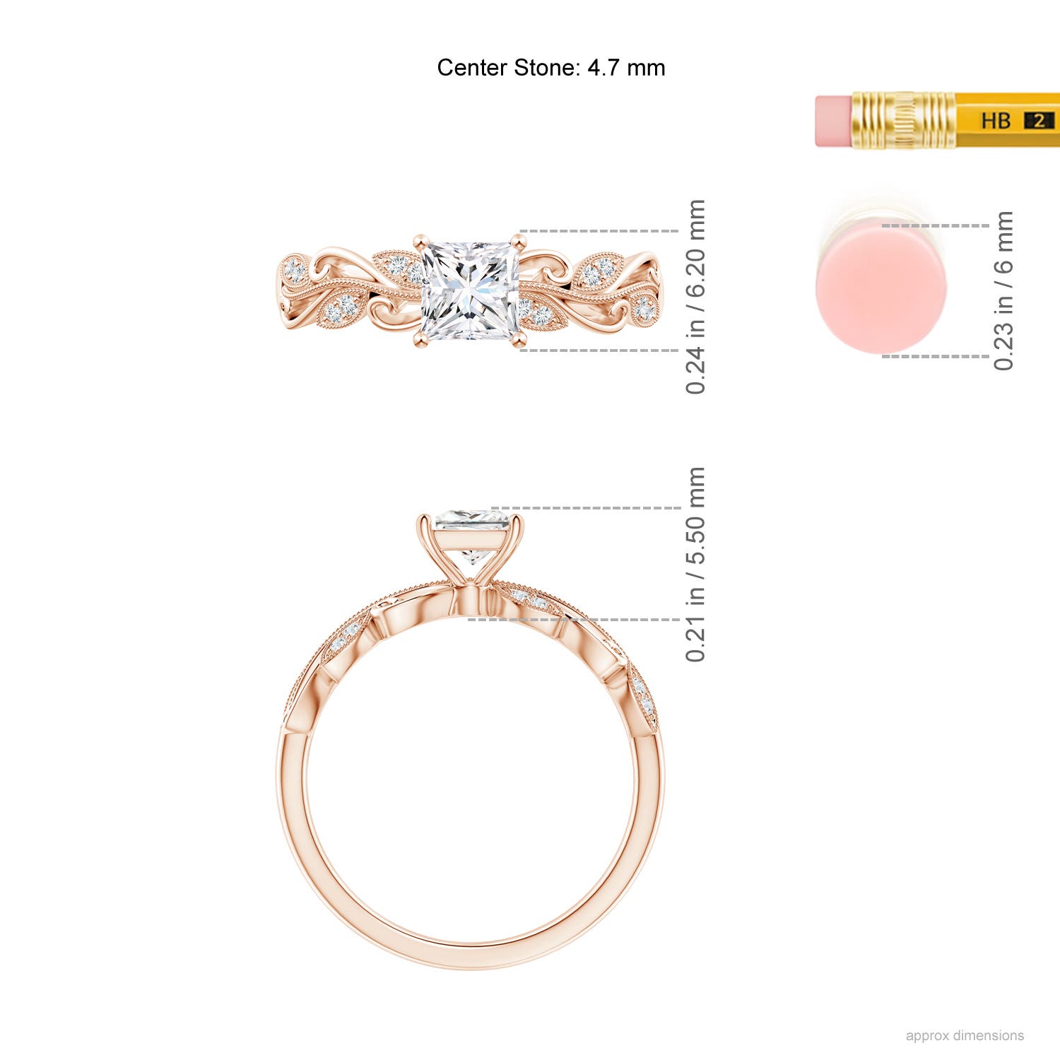 F-G, VS / 0.62 CT / 14 KT Rose Gold