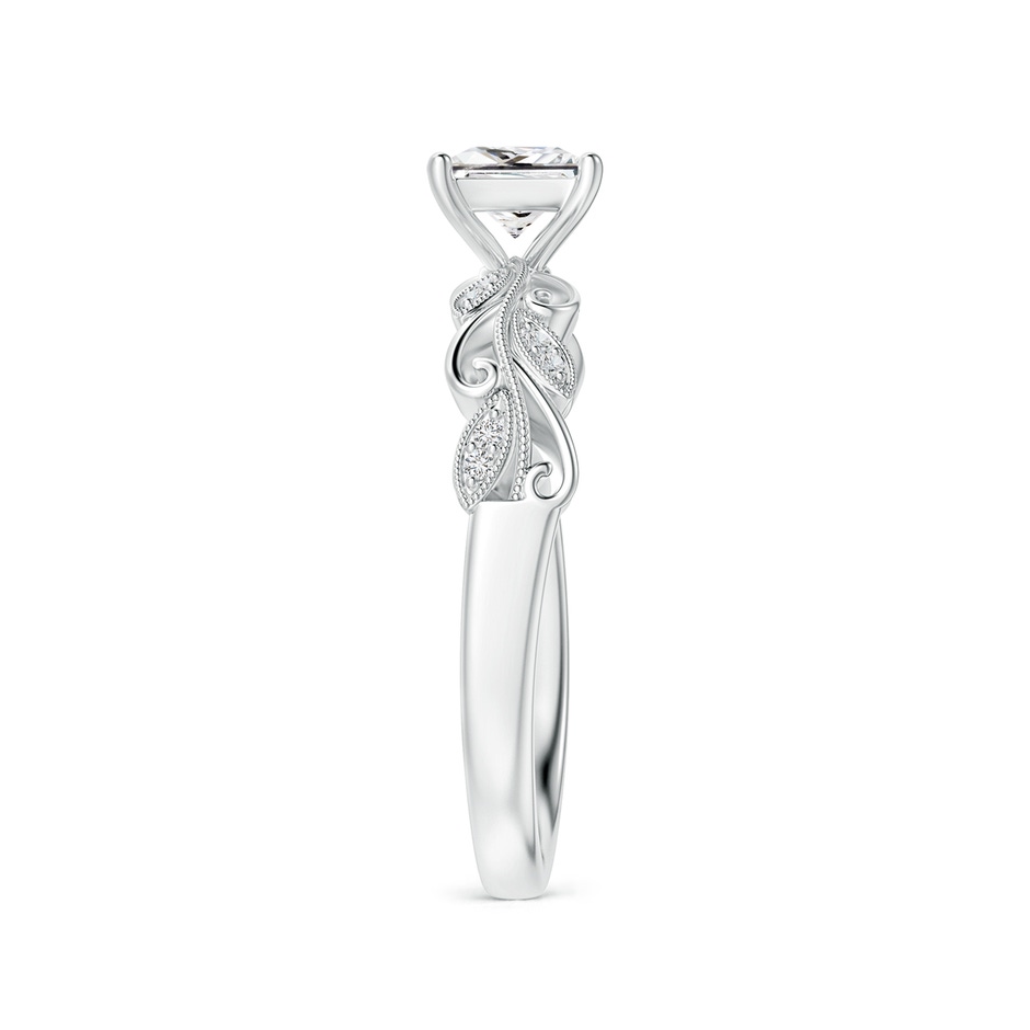 4.7mm HSI2 Vintage Inspired Princess-Cut Diamond Ring with Scrollwork in 18K White Gold side-2