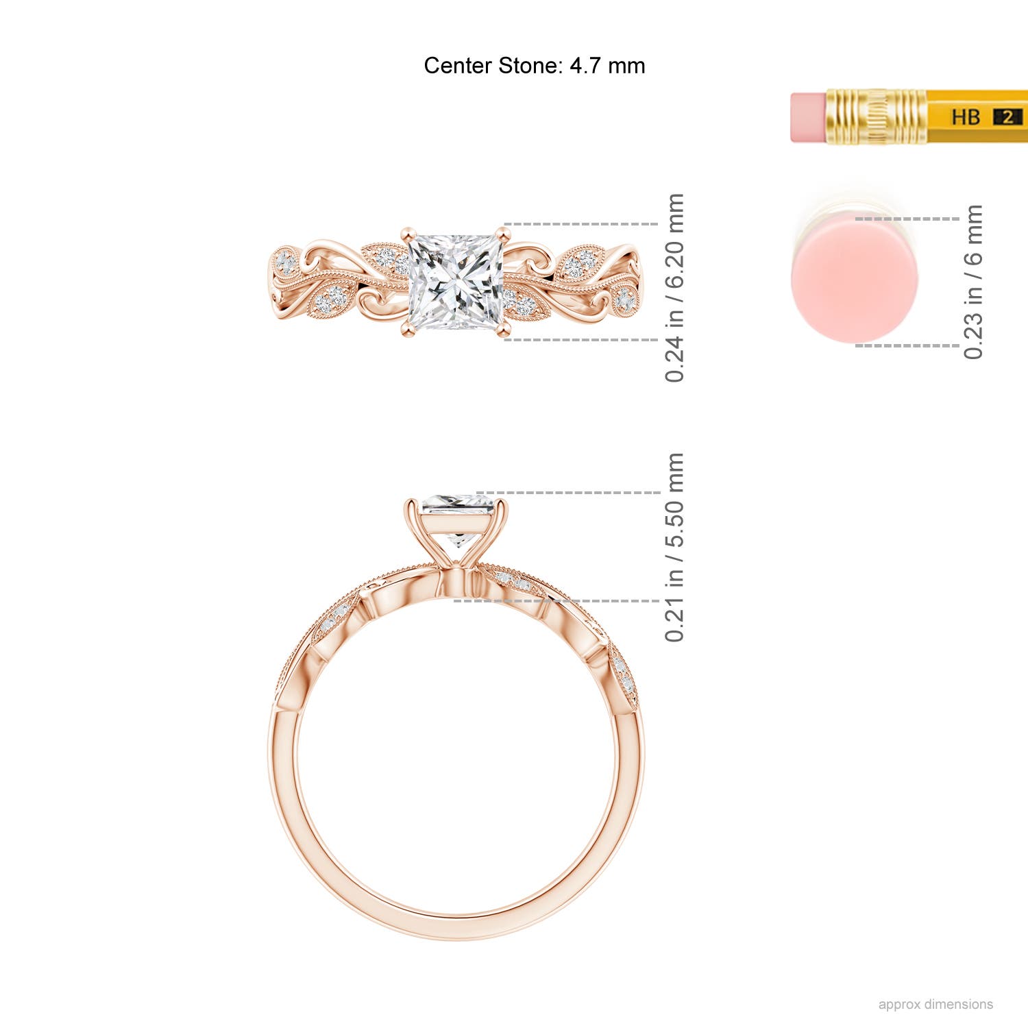 H, SI2 / 0.61 CT / 14 KT Rose Gold