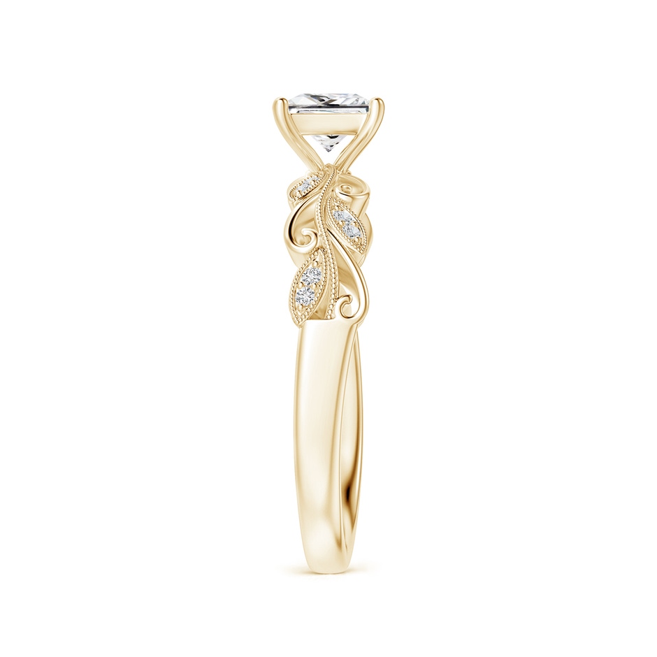 4.7mm HSI2 Vintage Inspired Princess-Cut Diamond Ring with Scrollwork in Yellow Gold side-2