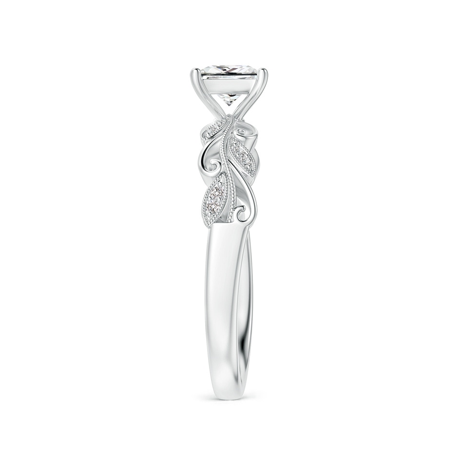 4.7mm IJI1I2 Vintage Inspired Princess-Cut Diamond Ring with Scrollwork in 9K White Gold side-2