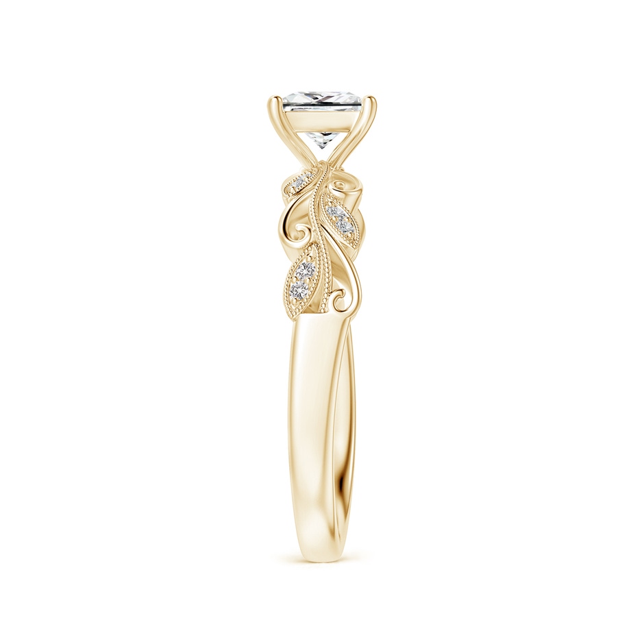 4.7mm IJI1I2 Vintage Inspired Princess-Cut Diamond Ring with Scrollwork in Yellow Gold side-2
