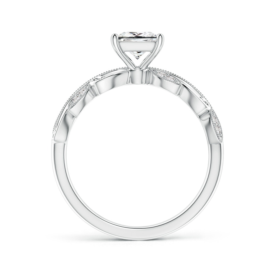 5.4mm IJI1I2 Vintage Inspired Princess-Cut Diamond Ring with Scrollwork in White Gold side-1