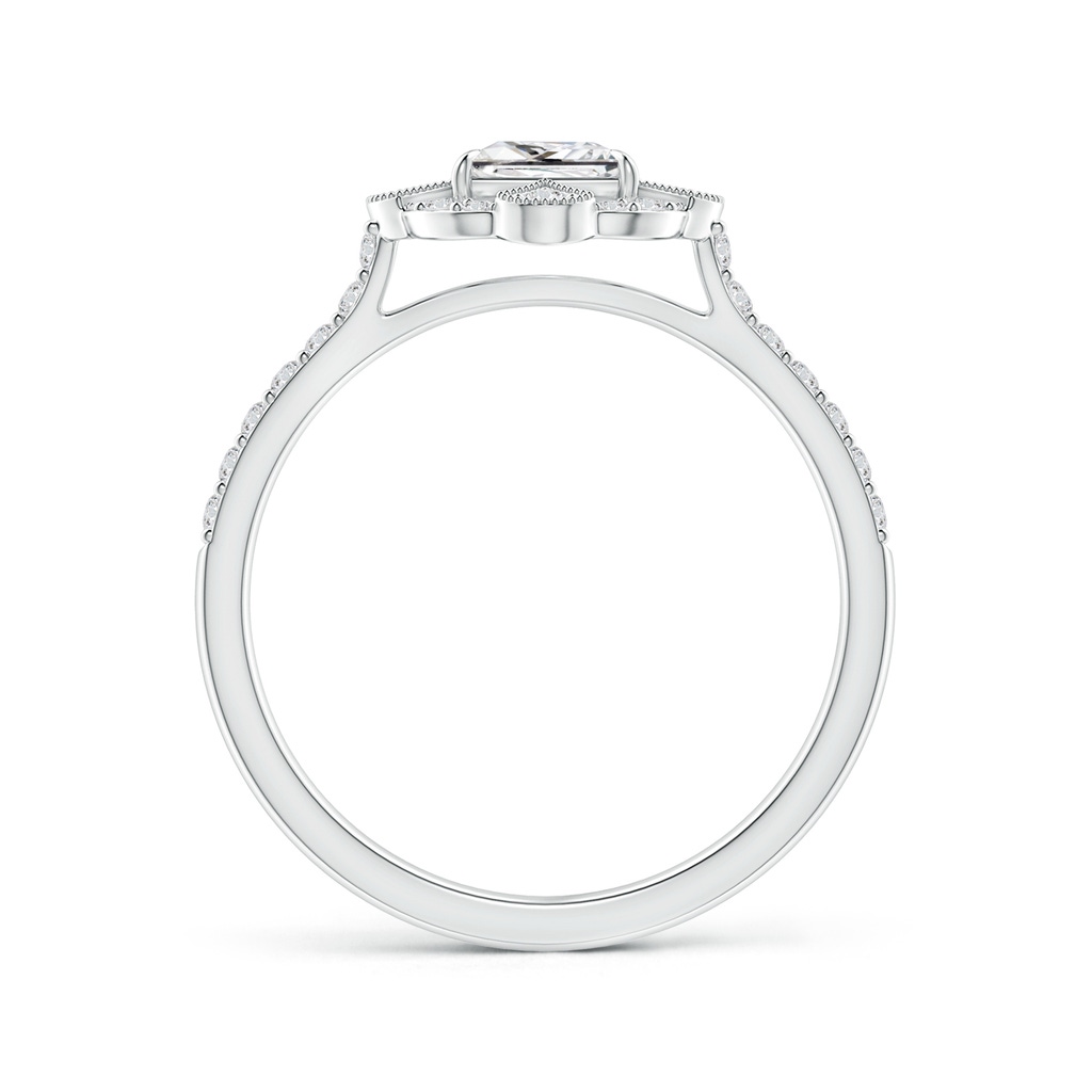 4.9mm HSI2 Vintage Inspired Princess-Cut Diamond Ring with Ornate Halo in White Gold Side-1