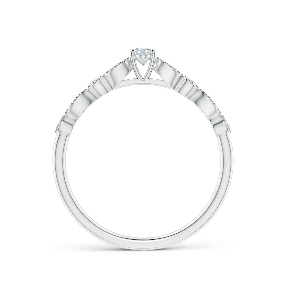 4x3mm GVS2 Vintage Inspired Oval Diamond Marquise and Dot Ring in White Gold side-1