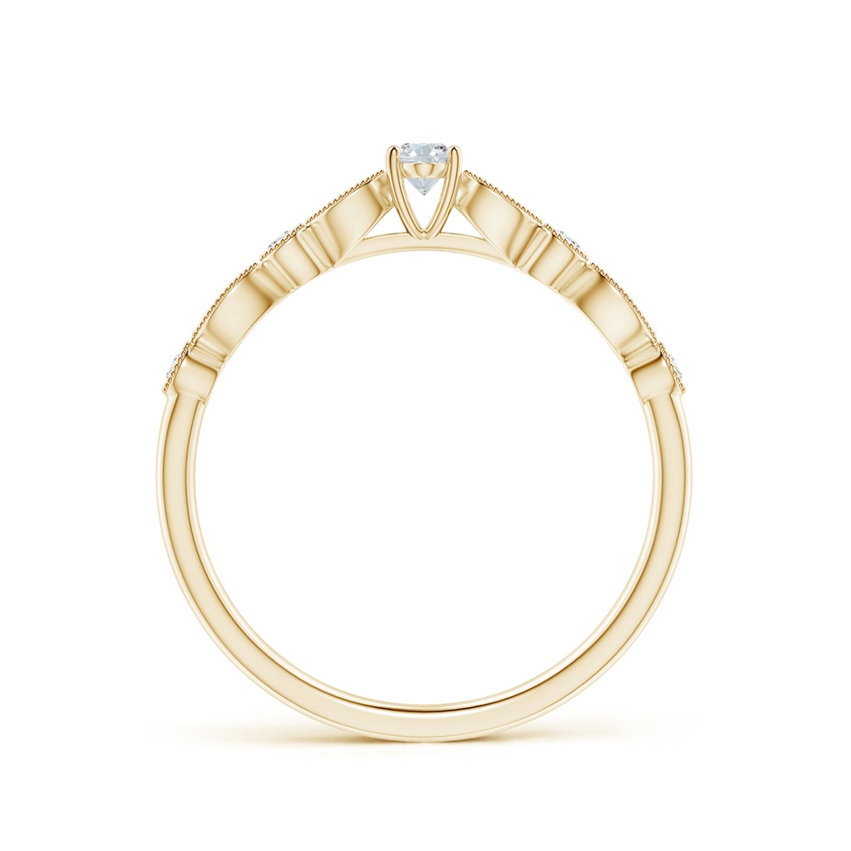 4x3mm GVS2 Vintage Inspired Oval Diamond Marquise and Dot Ring in Yellow Gold side-1