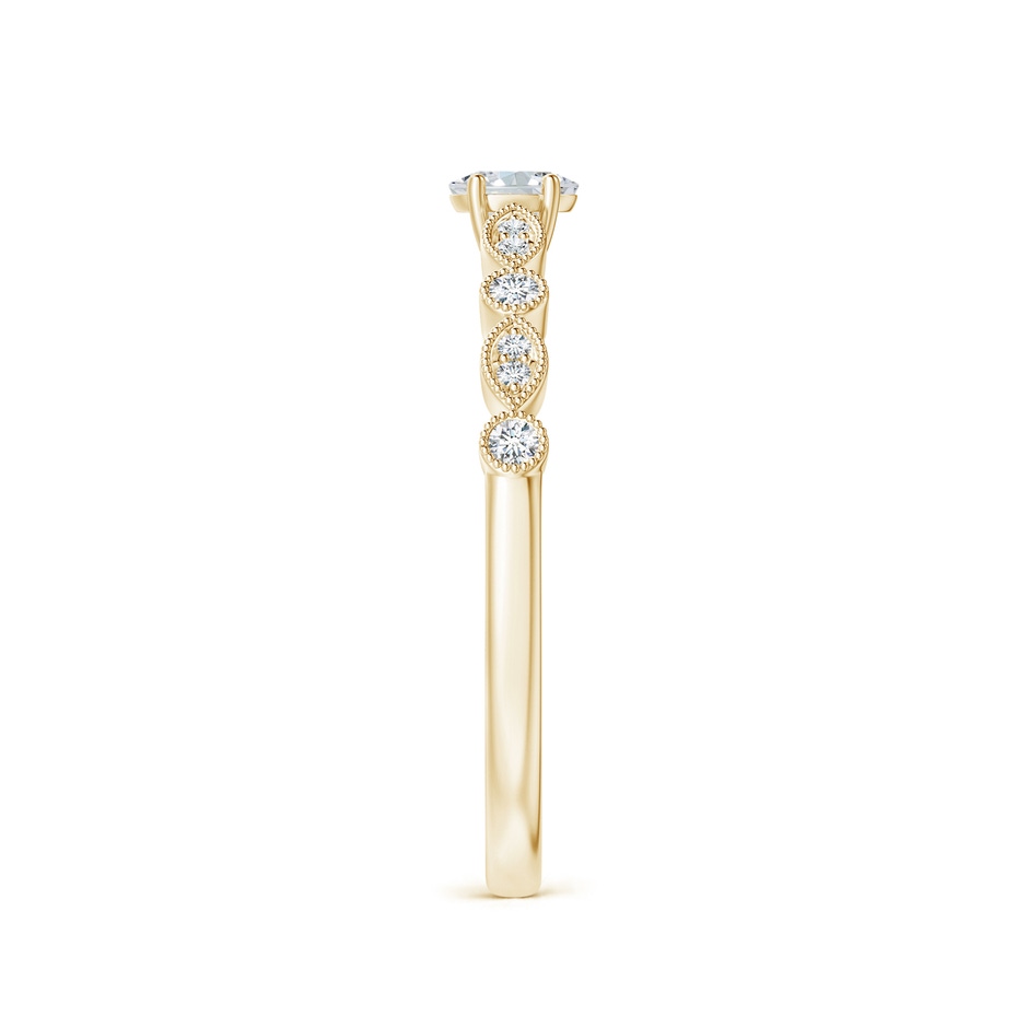 4x3mm GVS2 Vintage Inspired Oval Diamond Marquise and Dot Ring in Yellow Gold side-2