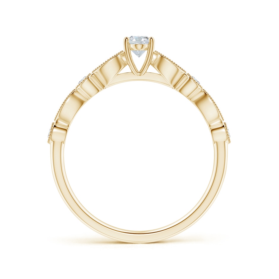5x3mm GVS2 Vintage Inspired Oval Diamond Marquise and Dot Ring in Yellow Gold side-1