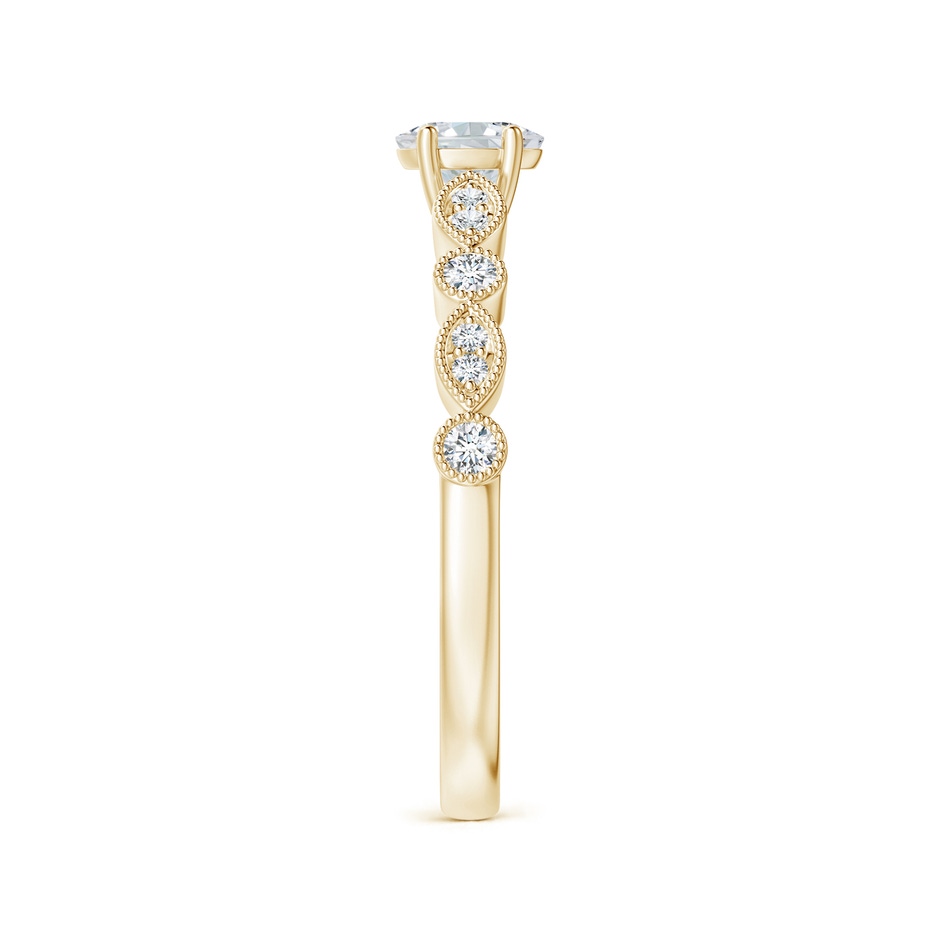 5x3mm GVS2 Vintage Inspired Oval Diamond Marquise and Dot Ring in Yellow Gold side-2