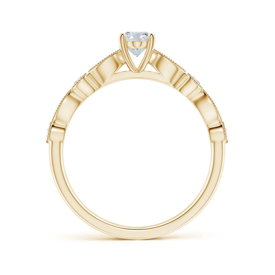 6x4mm GVS2 Vintage Inspired Oval Diamond Marquise and Dot Ring in Yellow Gold side-1