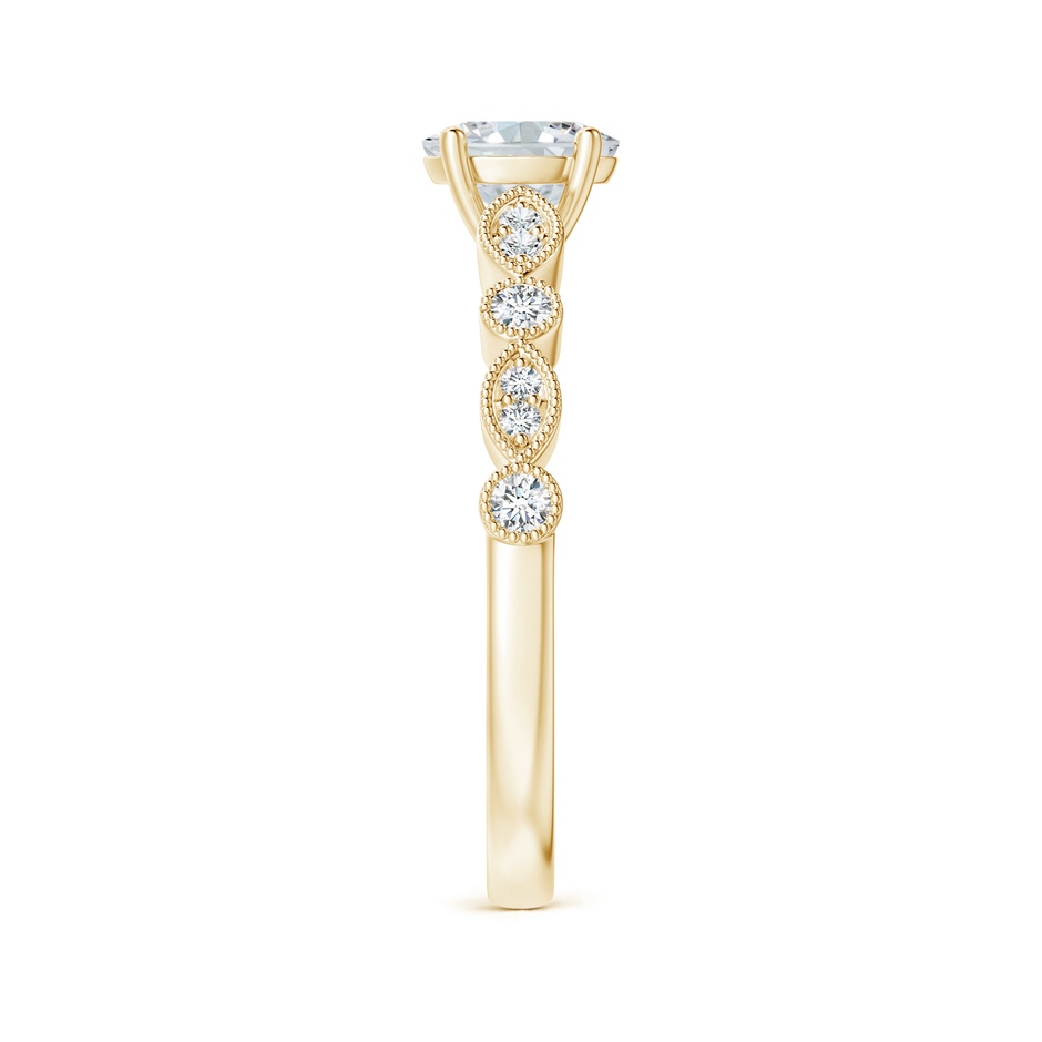6x4mm GVS2 Vintage Inspired Oval Diamond Marquise and Dot Ring in Yellow Gold side-2