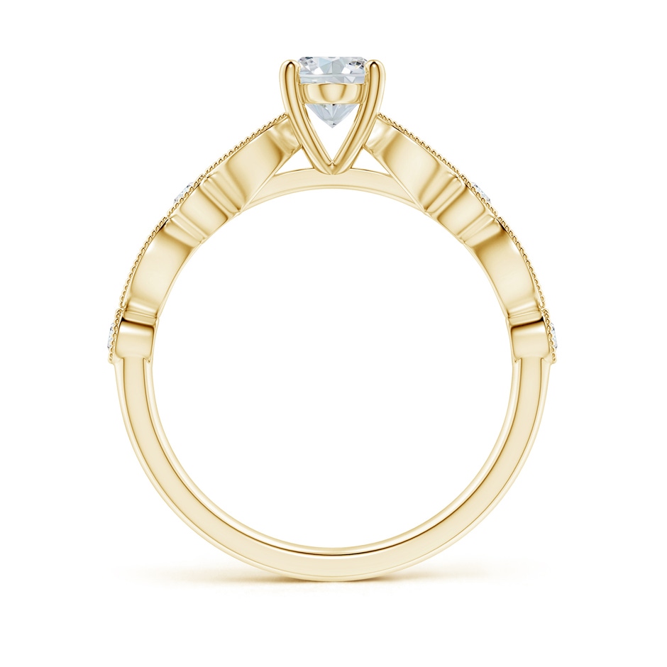 7x5mm GVS2 Vintage Inspired Oval Diamond Marquise and Dot Ring in 18K Yellow Gold side-1