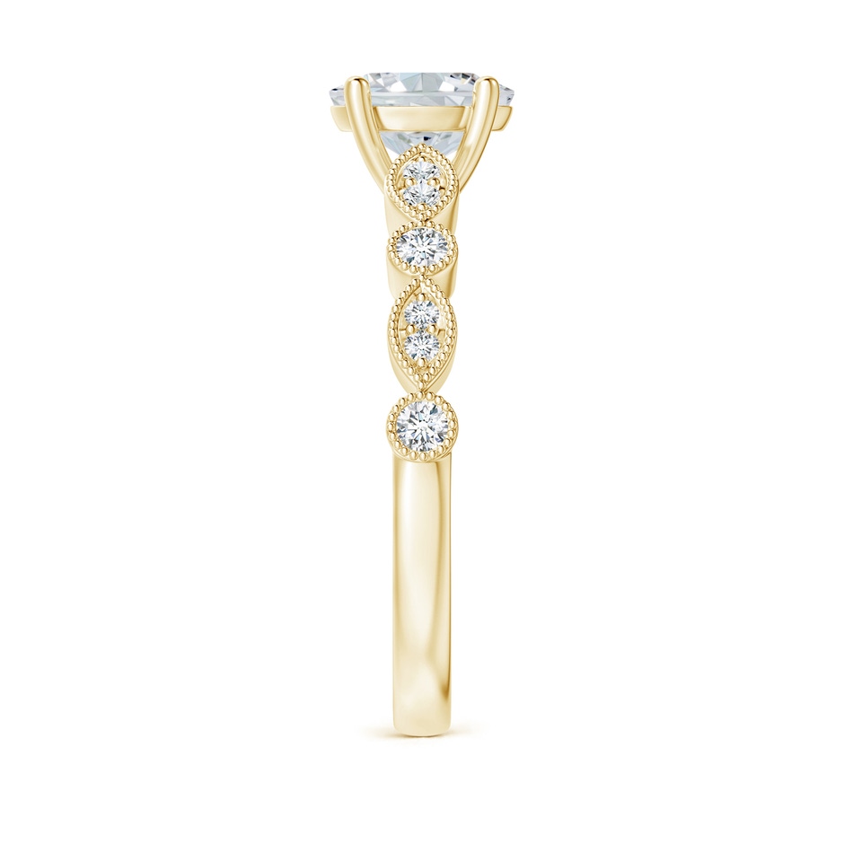 7x5mm GVS2 Vintage Inspired Oval Diamond Marquise and Dot Ring in 18K Yellow Gold side-2