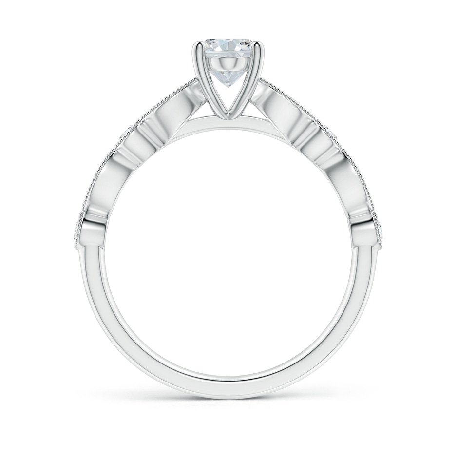 7x5mm GVS2 Vintage Inspired Oval Diamond Marquise and Dot Ring in White Gold side-1