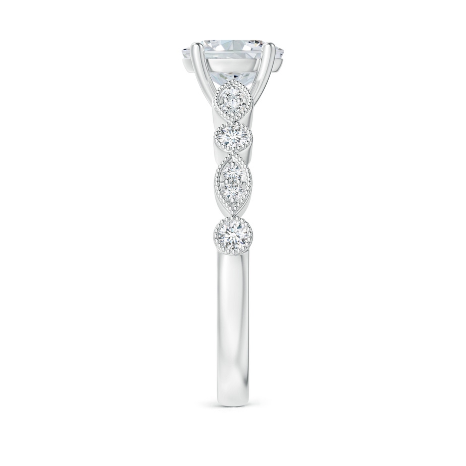 7x5mm GVS2 Vintage Inspired Oval Diamond Marquise and Dot Ring in White Gold side-2