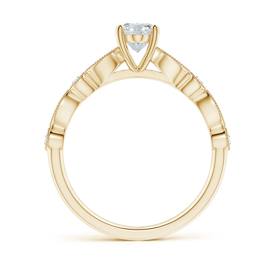 7x5mm GVS2 Vintage Inspired Oval Diamond Marquise and Dot Ring in Yellow Gold side-1