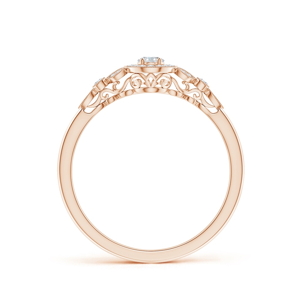 4x3mm GVS2 Vintage Inspired Oval Diamond Halo Engagement Ring in Rose Gold - side_1