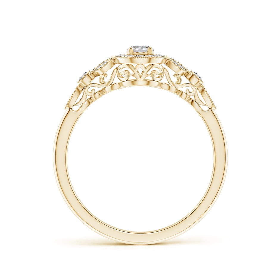 5x3mm IJI1I2 Vintage Inspired Oval Diamond Halo Engagement Ring in Yellow Gold side-1