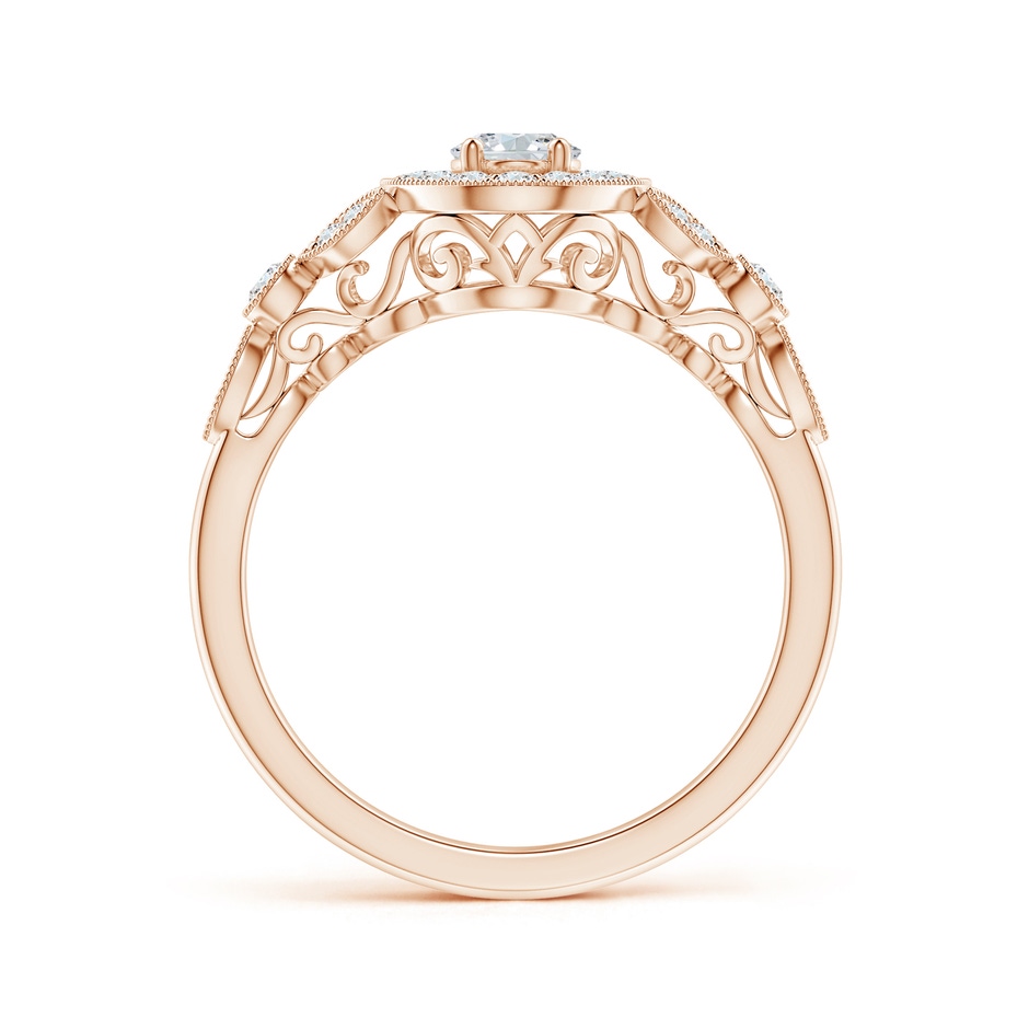6x4mm GVS2 Vintage Inspired Oval Diamond Halo Engagement Ring in Rose Gold side-1