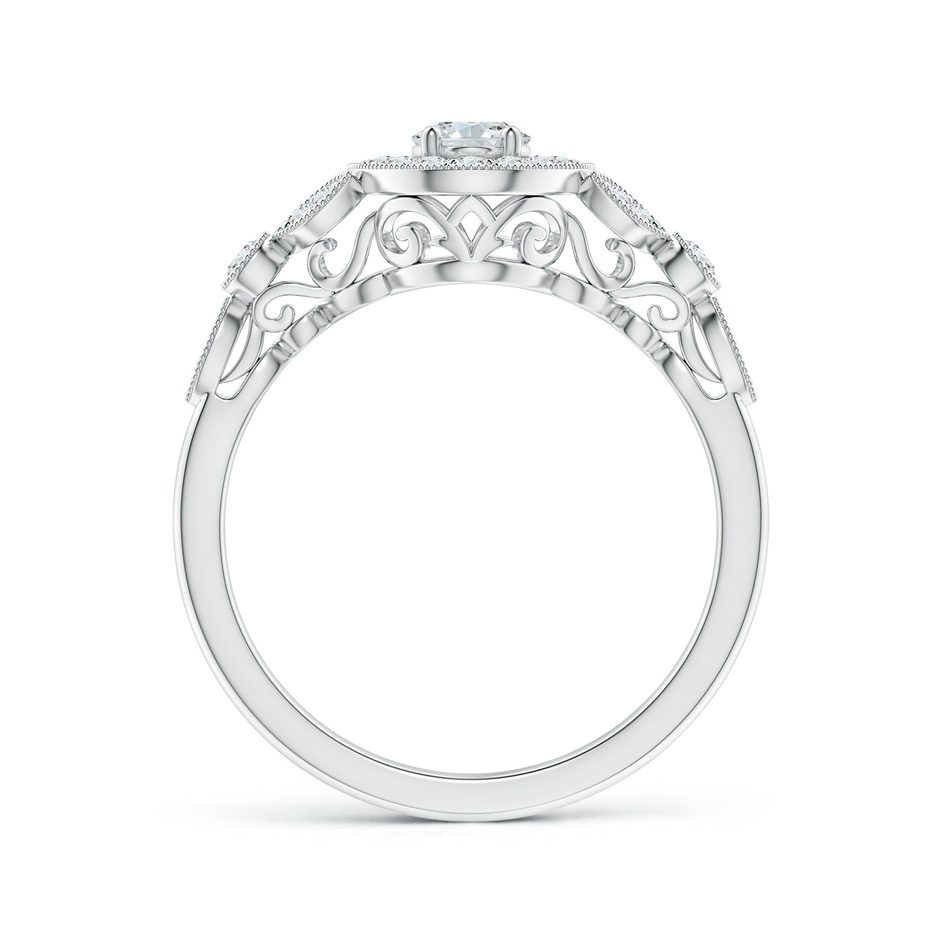 6x4mm GVS2 Vintage Inspired Oval Diamond Halo Engagement Ring in White Gold side-1