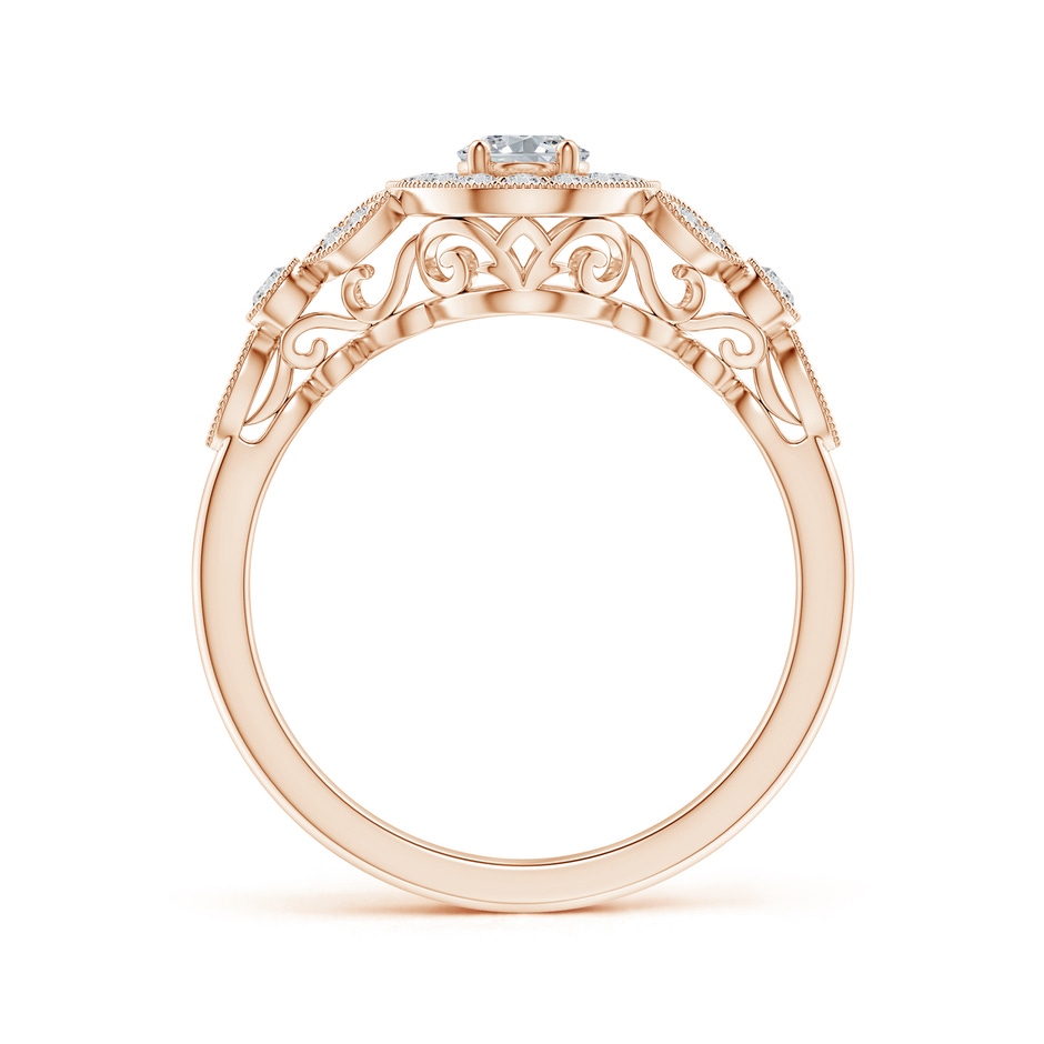 6x4mm HSI2 Vintage Inspired Oval Diamond Halo Engagement Ring in Rose Gold side-1