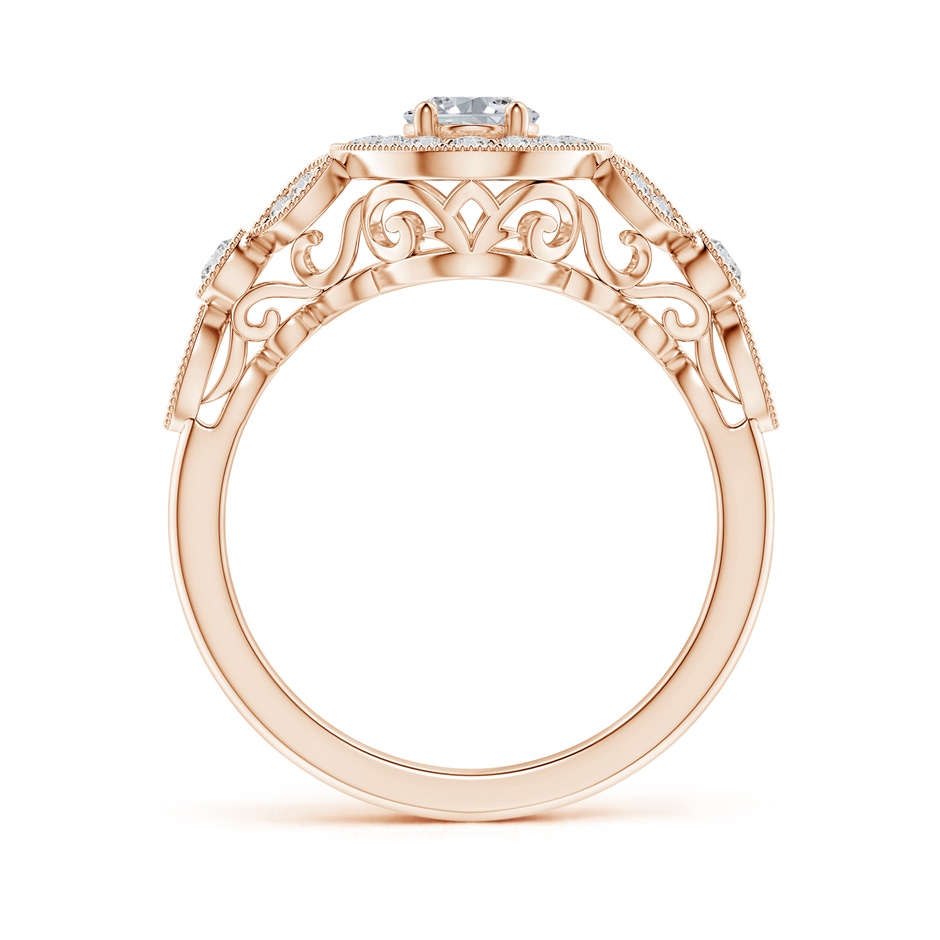 7x5mm HSI2 Vintage Inspired Oval Diamond Halo Engagement Ring in Rose Gold side-1
