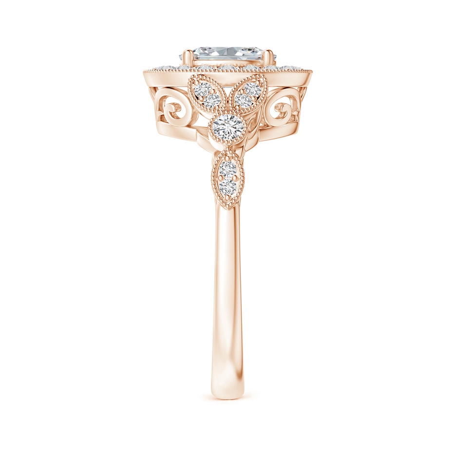 7x5mm HSI2 Vintage Inspired Oval Diamond Halo Engagement Ring in Rose Gold side-2