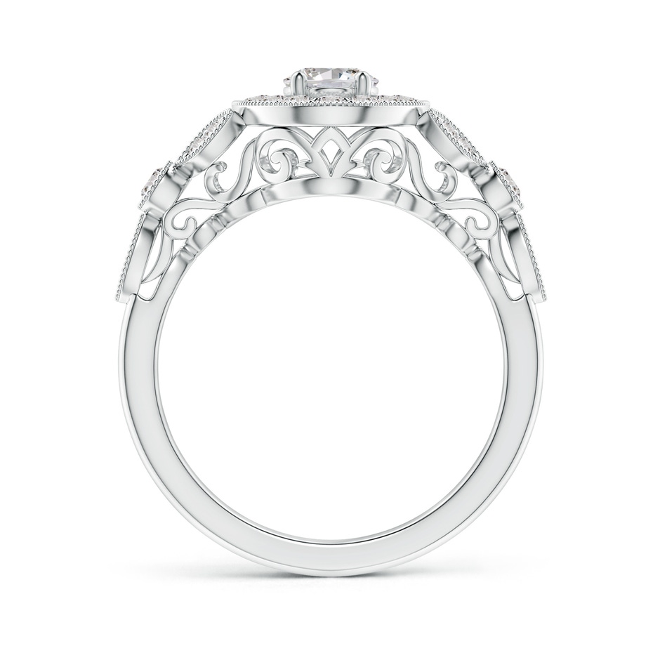 7x5mm IJI1I2 Vintage Inspired Oval Diamond Halo Engagement Ring in White Gold side-1