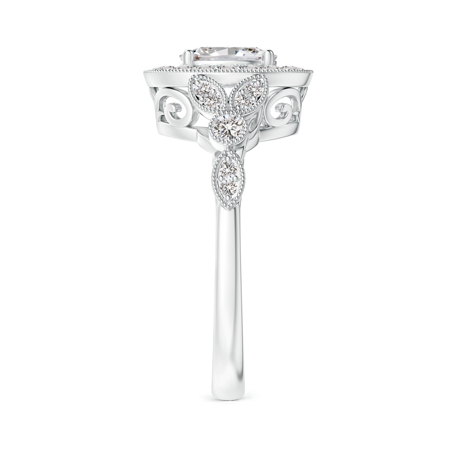 7x5mm IJI1I2 Vintage Inspired Oval Diamond Halo Engagement Ring in White Gold side-2