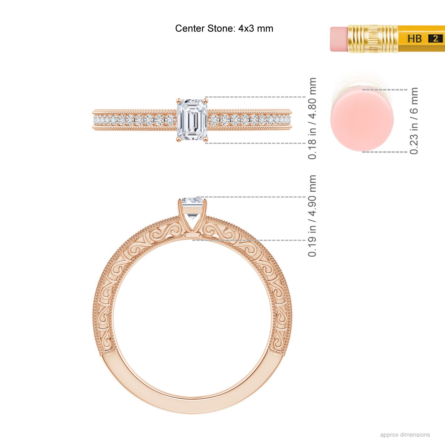 H, SI2 / 0.39 CT / 14 KT Rose Gold