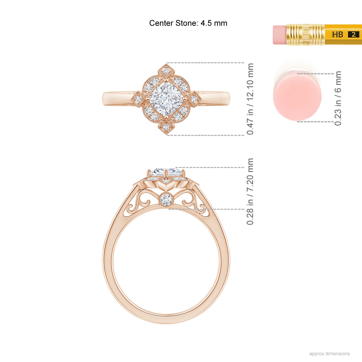 G, VS2 / 0.51 CT / 14 KT Rose Gold