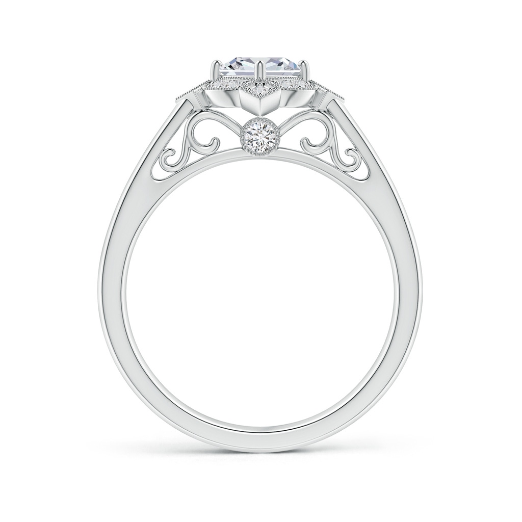 4.5mm HSI2 Art Deco Style Cushion Diamond Filigree Engagement Ring in White Gold Side-1