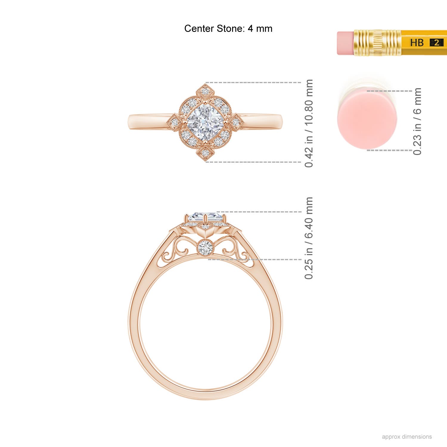 H, SI2 / 0.37 CT / 14 KT Rose Gold