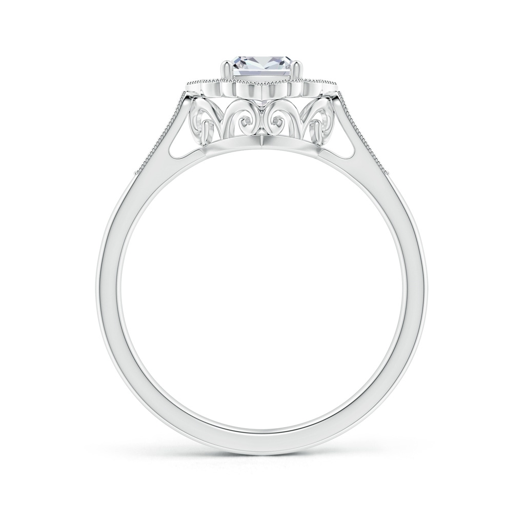 4.5mm HSI2 Art Deco Style Cushion Diamond Ornate Halo Engagement Ring in White Gold Side-1