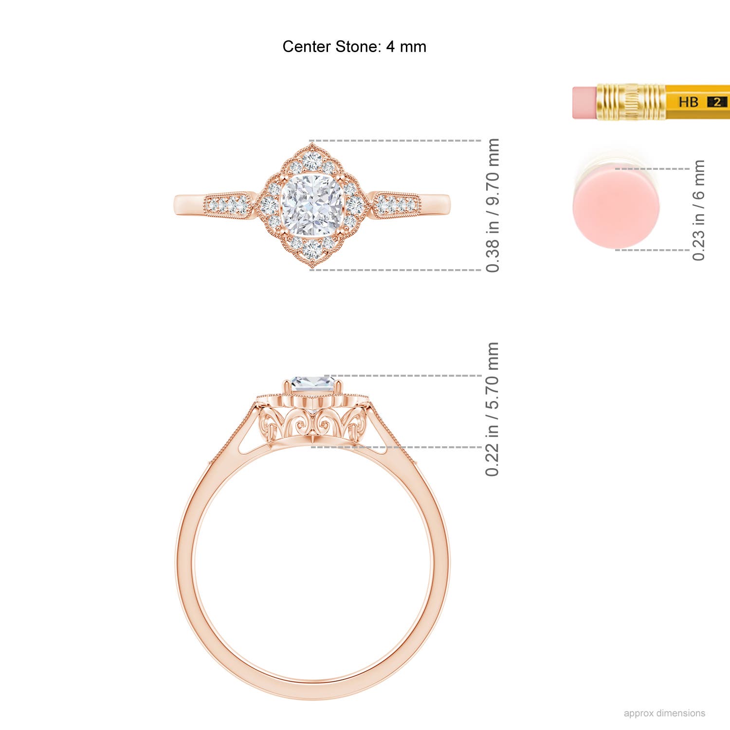 F-G, VS / 0.37 CT / 14 KT Rose Gold