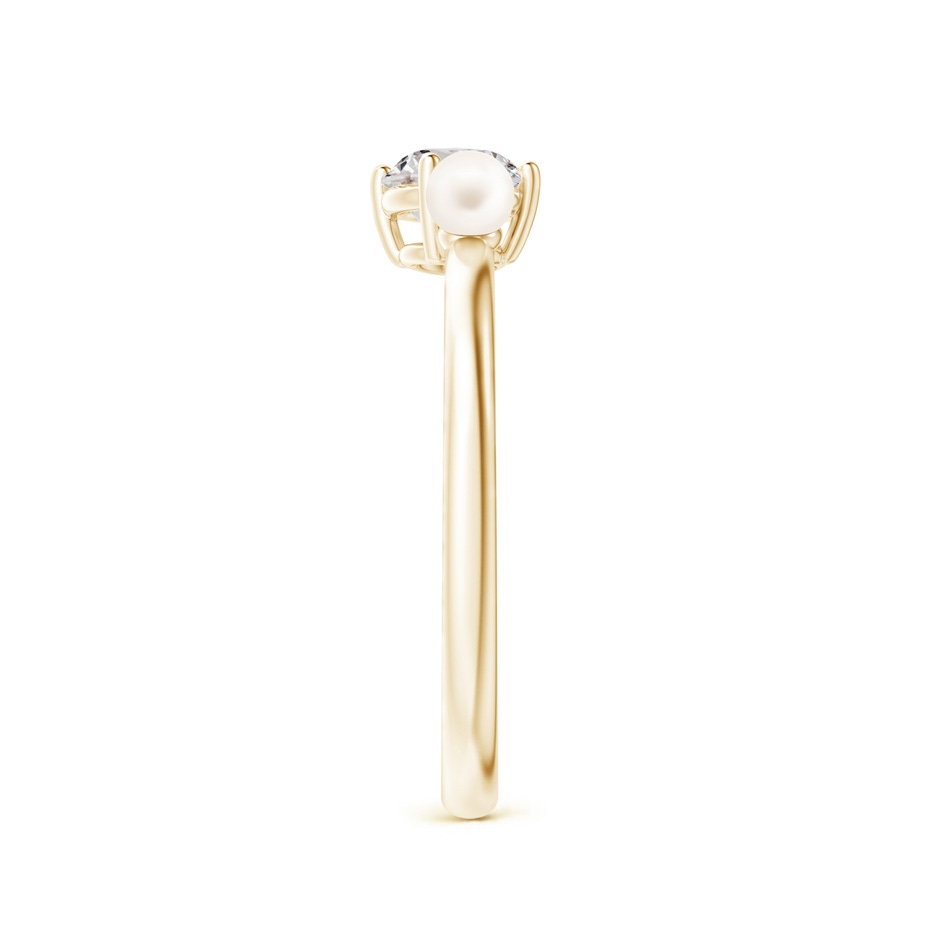 3mm AA Freshwater Pearl & Tilted Round Diamond 2-Stone Grande Engagement Ring in Yellow Gold side-2