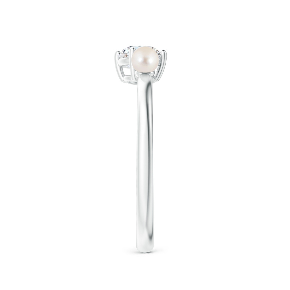 3mm AAAA Freshwater Pearl & Tilted Round Diamond 2-Stone Grande Engagement Ring in P950 Platinum side-2
