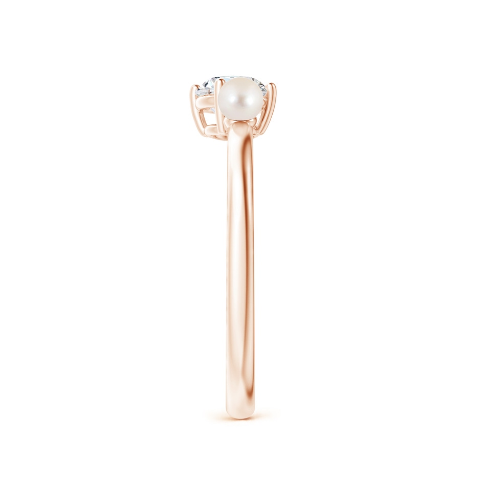 3mm AAAA Freshwater Pearl & Tilted Round Diamond 2-Stone Grande Engagement Ring in Rose Gold side-2