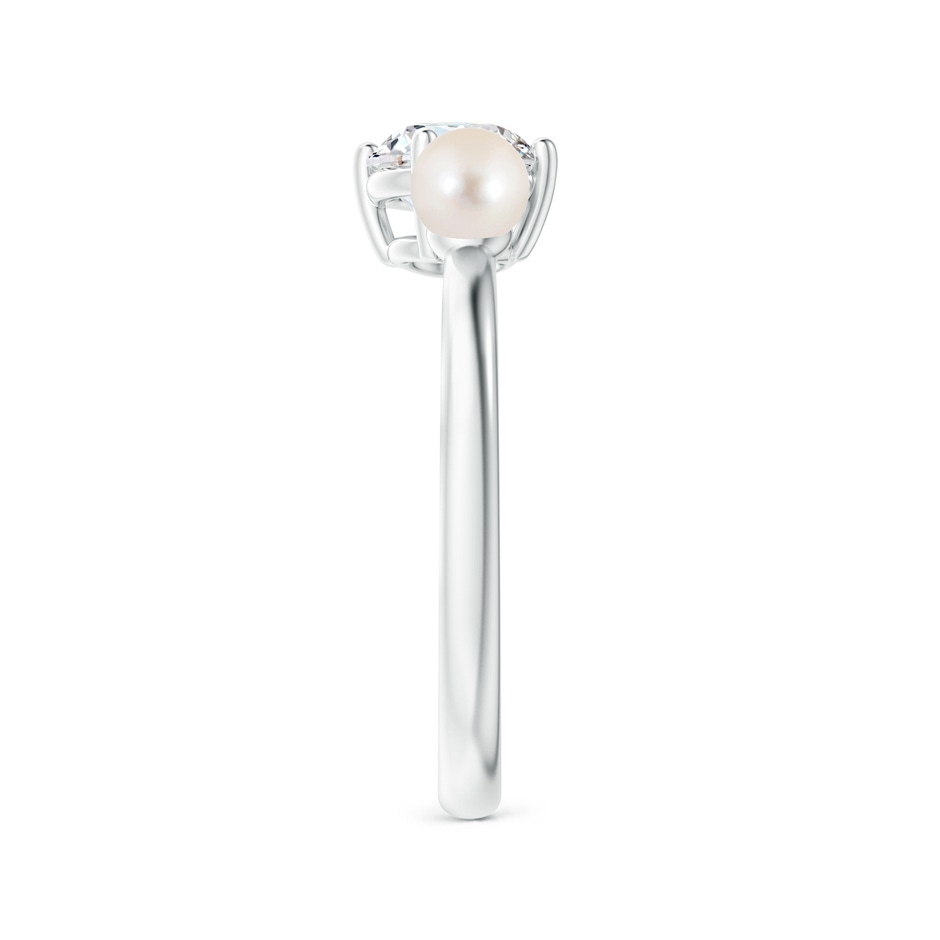 4mm AAAA Freshwater Pearl & Tilted Round Diamond 2-Stone Grande Engagement Ring in P950 Platinum side-2