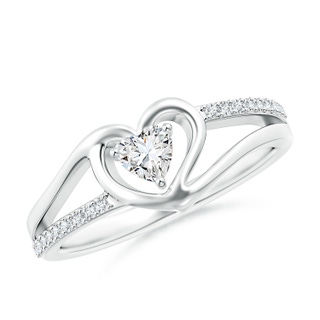 4mm GVS2 Round Diamond Split Shank Heart Promise Ring in P950 Platinum