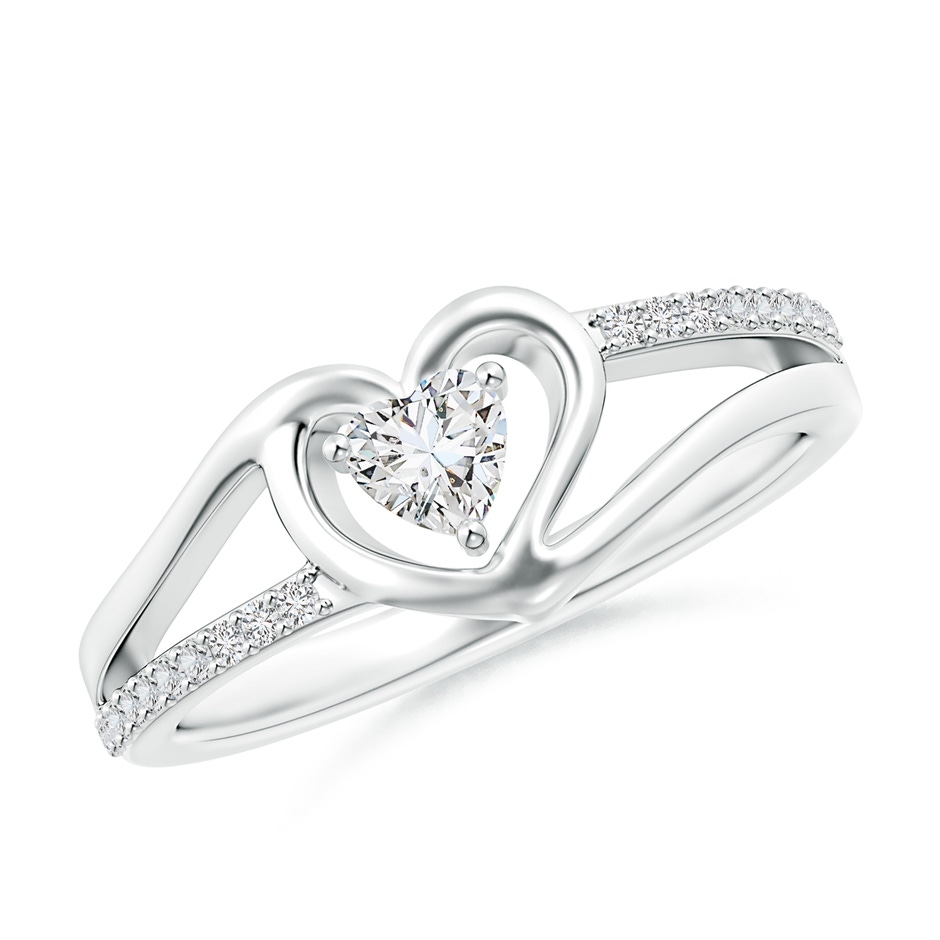 4mm HSI2 Round Diamond Split Shank Heart Promise Ring in White Gold 