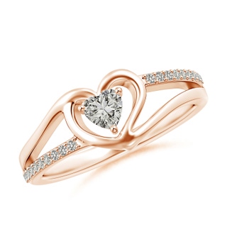 4mm KI3 Round Diamond Split Shank Heart Promise Ring in 9K Rose Gold